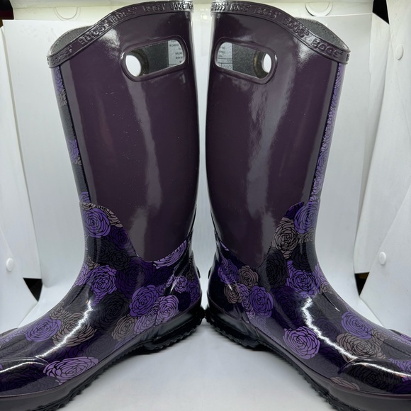 Bogs Women's Rosey Tall Rain Boots in plum multi Size 7 - Picture 5 of 10